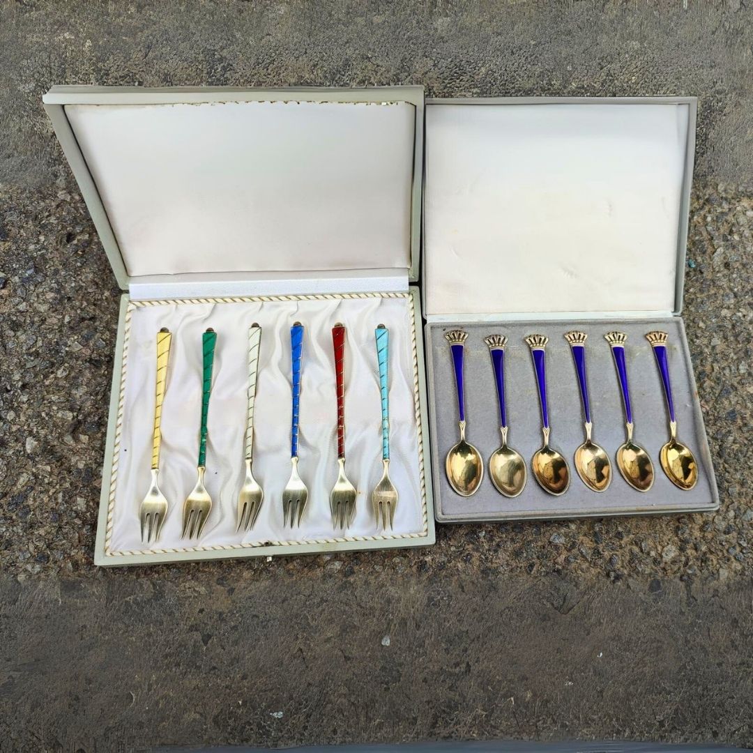 Rus mineli gümüş kahvaltı seti