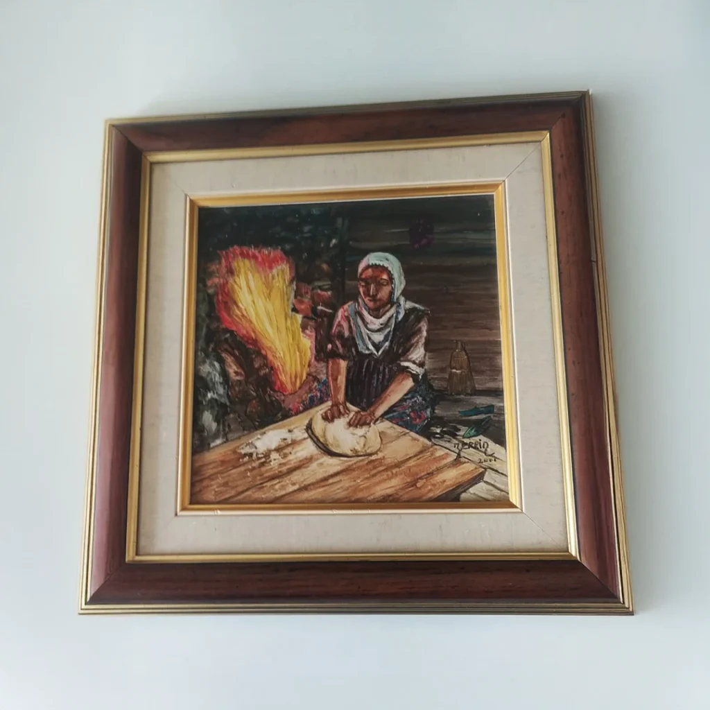 hamur yoğuran anne resmi - Antika Tablo ve resim görselleri